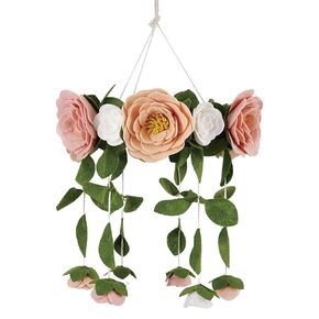 Baby Crib Mobile - Baby Shower Gift Nursery Decorations - Handmade Floral Decor - for Girls, Felt Rose