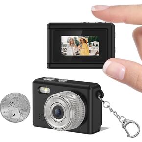 Mini Digital Camera Keychain Small Keychain Camera Camcorder Micro Compact Portable Recorder Tiny Pixel (Mini LSR, Black)