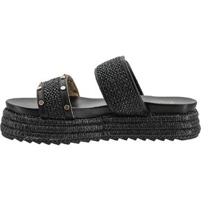 Corkys Footwear Women's Walk Of Shame Sandals - Comfortable 1.5-inch Platform and a Soft Insole Designed for All-Day Wear, Two Chic Straps and Raffia Wrapped Outsole