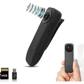 Mini Body Camera 1080P Police Security Cam with Video Recording, Wearable Patrol Camcorder, Loop & Motion Record, 64GB Memory Card Included, Portable for Law Enforcement, Work, Hiking, Travel