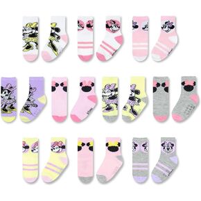 Minnie Mouse Infant Toddler Socks - 10 Pack with Grippers for Ages 6-36 Months