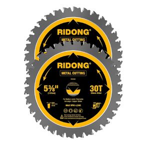 2 Pack 5-3/8 Inch 30 Teeth Steel and Metal Cutting Circular Saw Blade, 20 mm Arbor, Thin Kerf, Professional Carbide Tipped Blade for Angle Iron, Medium Metal, Steel Plate, Copper/Brass
