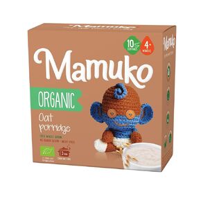 MAMUKO Baby Porridge - Healthy porridge with Oat Flavored & High Fiber - GMO-Free Oatmeal for Infants 3-6 Months - Organic Oatmeal for Healthy Growth & Development - 200g & 10 Servings