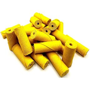 25 Pack 1/2x1-1/2x1/8 Yellow Treated Cloth Buffing & Polishing Cartridge Rolls, Ideal for Detail Polishing Hard to Reach Areas