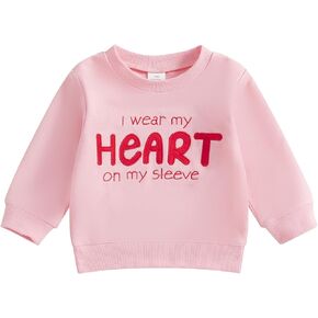Toddler Baby Girl Valentines Day Outfit Heart Sweatshirt Infant Fall Winter Spring Clothes Crewneck Pullover