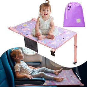 Snoozy Toddler Airplane Seat Extender - Airplane Must Haves for Kids, Airplane Seat Extender for Kids, with Carry Bag, Toddler Travel Essential, Airplane Travel Essentials Kids, (Unicorn Pink)