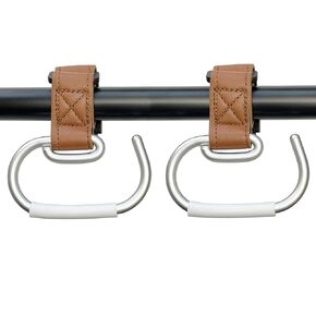 2 Pcs Stroller Hooks, Mommy Stroller Clip and Stroller Accessories Organizer Hook, Brushed Aluminum Hook for Strollers/Walkers/Mobility Scooter/Wheelchair/Rollator(Black)
