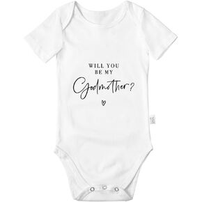 Will You Be My Godmother Bodysuit, Baby Boys Girls Cotton Romper Jumpsuit Outfits Short-Sleeve 0-24 Months