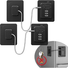 2 Pack Refrigerator Locks with 3 Digit Code, Easy Install Fridge Lock Combination, Premium Freezer Lock, Child Proof Cabinet Locks for Refrigerators, Drawers, Closets, Windows (Black)