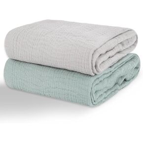 Muslin Swaddle Blankets for Newborns, 2 Pack 100% Cotton Receiving Blankets, Soft and Breathable Baby Swaddles, Large 40 x 40 Inches, Baby Essentials for Boys and Girls, Shower Gift