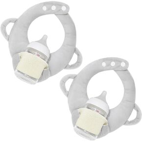 2 Pack Baby Bottle Holder, Bottle Holder for Baby, Bottle Holder for Baby self Feeding,Baby Bottle Holder Hands Free,Bottle Propper for Baby, Newborn Baby Essential（Gray）