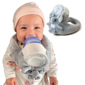 Bottle Holder for Baby - Elephant - Promotes Motor Skill Development and Independence - Soft with Secure Adjustable Velcro Closure