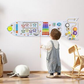 Unicorn Activity Wall Busy Board Panels - Sensory Wall Panel for Kids, Montessori Toddler Wall Activity Board, Wall Toys for Toddlers 3, Activity Cube, Perfect for Toddler Playroom, Pink