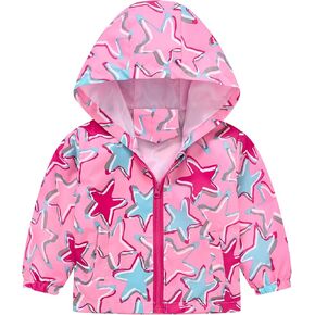 Happy Cherry Toddler Baby Casual Cartoon Prints Windbreaker Hoodie Coat Lightweight Casual Jacket 1-5T