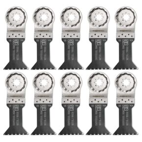 Fein Starlock E-Cut Precision Saw Blade - Precision Cutting for Wood, Drywall & Soft Plastics, Bimetal with Double-Row Japanese Teeth, Extra-Wide, 2-1/2" Width, 2" Length, 10-Pack - 63502229290