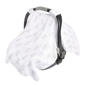 aden + anais Essentials Car Seat Canopy Cover, 100% Cotton Muslin, Lightweight and Breathable, Safari Babes- Elephant