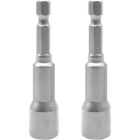（2pack）1/4" 10mm Quick-Change Hex Shank Magnetic Nut Setter Driver Drill Bit 65mm Length, Metric