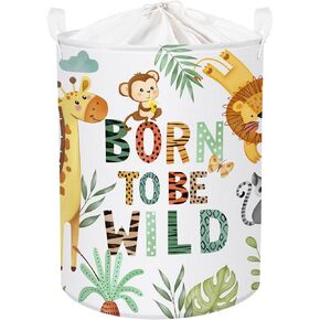 Clastyle 45l Boho Animal Tree Kid Laundry Garper for Boy Girl Girl قابلة للطيور نمر سلة تخزين لعبة مع غطاء لحضانة غرفة نوم الحمام