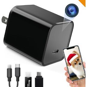 WiFi Smart Camera Charger - Remote View - 2.4G/5G WiFi - Premium HD 1080P - Best Mini Camera for Pets Nanny - Real Time Monitoring - Wide-Angle 160° - iOS Android