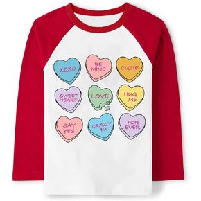 Mrocioa Toddler Girls Loved Heart Valentine's Day Baby Girl VDAY Long Sleeve Birthday Shirt 1-7 Years