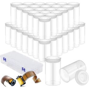 48 Packs Plastic Film Canister Holders with Storage Box 33mm Empty Camera Reel Storage Case with Lids StorageContainers for Small Accessories