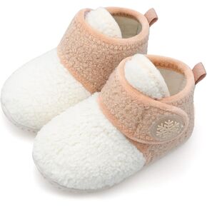 FEETCITY Infant Slippers Baby Fleece Booties Newborn Socks ShoeToddler First Walkers Winter Ankle Crib Shoes 6-12Months