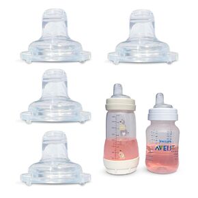 Sippy Spout Nipples for Philips Avent Anti-Colic Baby Bottles and MAM Baby Bottles| 4-Count | Soft Spout | Food Grade Silicone | Variable Flow | Spill-Proof | 4+ Months | by BelBeyo