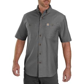 Carhartt Men's Rugged Flex Relaxed Fit Midweight Canvas Short-Sleeve Shirt, Seacliff, X-Large in Kuwait