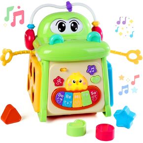 Crocodile Montessori Activity Toys with Sounds & Lights, Musical Learning Busy Cube,Educational Learning Infant Toy, Baby Gifts for Boys Girls