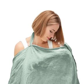 BabyGliy Breathable Muslin Nursing Cover for Breastfeeding Adjustable Privacy Apron with Arch Neckline for Moms