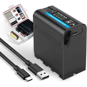 10800mAh Replacement Battery for Sony NP-F970 NP-F980 NP-F960 NP-F950 NP-F930 NP-F550 NP-F570 NP-F750 Batteries, for Sony Handycams, Field Monitor, Video Light with With battery Memory Card Organizer
