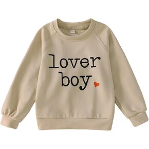 IZYJOY Toddler Baby Boy Valentine's Day Sweatshirt Boys Lover Heart Long Sleeve Shirts Crewneck Pullover Top