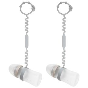 Sippy Cup Strap - Keep Sippy Cups & Bottles Off the Floor - Ideal for Strollers, High Chairs & More - Food-Grade Silicone for Babies & Toddlers - 2 Pack – Gray