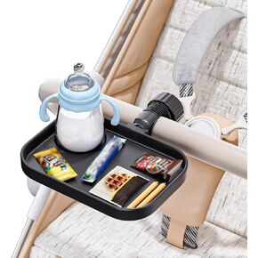 KDD Universal Stroller Snack Tray, 2-in-1 Stroller Tray with Cup Holder, Quick Install Drink Holder Organizer Tray Accessories, Compatible with Shopping Cart Uppababy, Baby Jogger, Britax, BOB