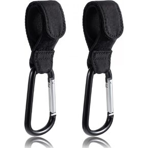 Sibba 2 Pcs Baby Stroller Hooks Adjustable Stroller Hooks Hanging Bag Hook Straps Diaper Bags Clips Portable Wheelchair Hook Pet Carts Clip Holder Girp Thickened Hook Accessories for Shopping (Black in Kuwait