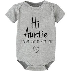 Hi Auntie I Can't Wait To Meet You Pregnancy Announcement Infant Baby Bodysuit Baby Boy Girl Clothes