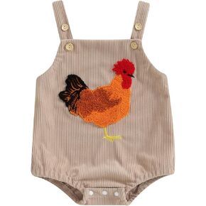 Tsnbre Newborn Baby Boy Girl Summer Outfits Corduroy Romper Farm Chicken Baby Overalls 0 3 6 9 12 Months Infant Clothes