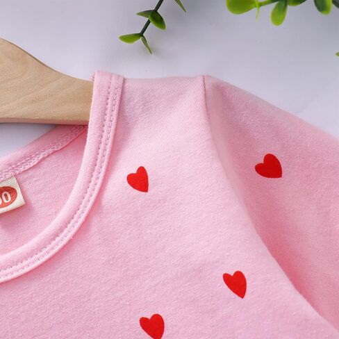 CM C&M WODRO Baby Girl Clothes Valentines Day Toddler Outfit Love Shirt Ruffle Long Sleeve Sweatshirts Top Pants Legging Set in Kuwait