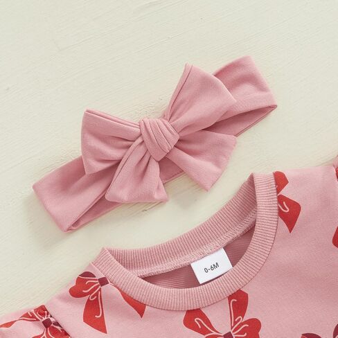 Toddler Baby Girl Valentine's Day Outfits Letter Print Flying Sleeve Sweatshirt with Heart Pattern Pants Headband in Saudi Arabia