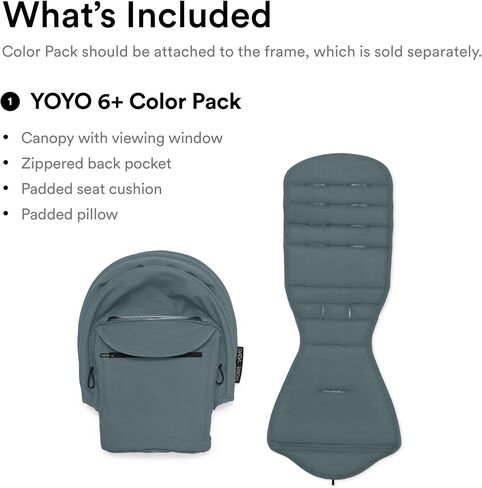 Stokke YOYO 6+ Color Pack, Aqua - Textiles Only: Seat Pad, Extendable Canopy & Zipped Back Pocket - Requires YOYO3 Frame (Sold Separately) in Kuwait