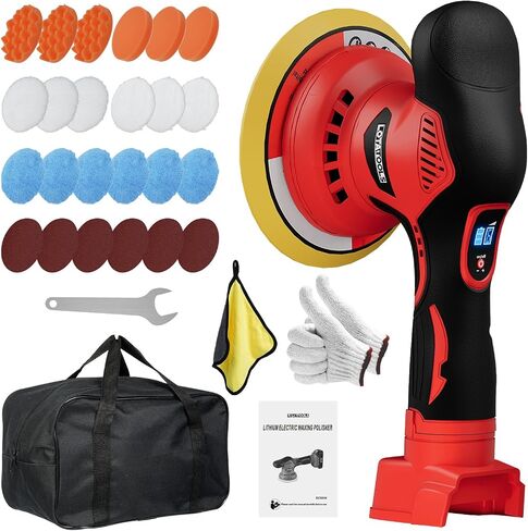 Cordless Buffer Polisher for Car Detailing Compatible for milwaukee 18V Battery, Power Polishers and Buffers Up To 5500Rpm, Orbital Buffer Cordless for Car with 6 Variable Speed -NO Battery in Kuwait