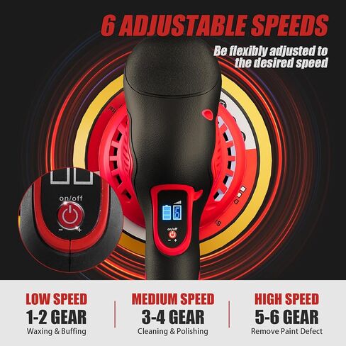 Cordless Buffer Polisher for Car Detailing Compatible for milwaukee 18V Battery, Power Polishers and Buffers Up To 5500Rpm, Orbital Buffer Cordless for Car with 6 Variable Speed -NO Battery in Kuwait