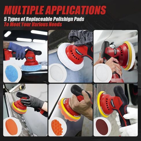 Cordless Buffer Polisher for Car Detailing Compatible for milwaukee 18V Battery, Power Polishers and Buffers Up To 5500Rpm, Orbital Buffer Cordless for Car with 6 Variable Speed -NO Battery in Kuwait
