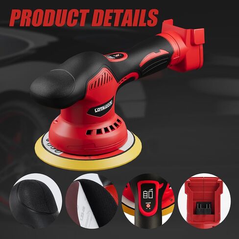 Cordless Buffer Polisher for Car Detailing Compatible for milwaukee 18V Battery, Power Polishers and Buffers Up To 5500Rpm, Orbital Buffer Cordless for Car with 6 Variable Speed -NO Battery in Kuwait