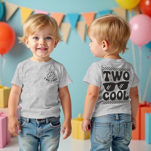 Two Cool Birthday Shirt 2nd Birthday Boy Tshirt 2 Year Old Toddler Boys Second Bday Party Short Sleeve Outfits Tops in Kuwait