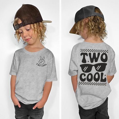Two Cool Birthday Shirt 2nd Birthday Boy Tshirt 2 Year Old Toddler Boys Second Bday Party Short Sleeve Outfits Tops in Kuwait
