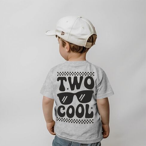 Two Cool Birthday Shirt 2nd Birthday Boy Tshirt 2 Year Old Toddler Boys Second Bday Party Short Sleeve Outfits Tops in Kuwait