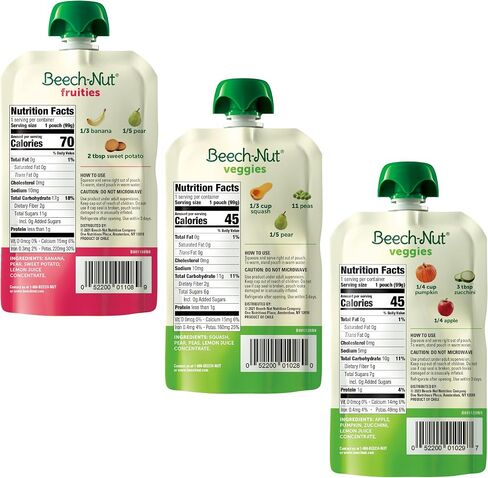 Beech-Nut Baby Food Pouches Variety Pack, NEW Farmer's Favorites Fruit & Veggie Purees Variety Pack, 3.5 oz (18 Pack) in Kuwait