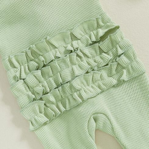 Newborn Baby Girl Clothes Footie Ruffle Trim Zipper Romper Jumpsuit Bodysuit Headband Coming Home Hospital Outfits in Kuwait