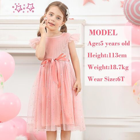 Vogseek Toddler Girls Tulle Dress Ruffle Sleeveless Summer Baby Girl Fashion Tutu Dresses 2-6Y in Kuwait